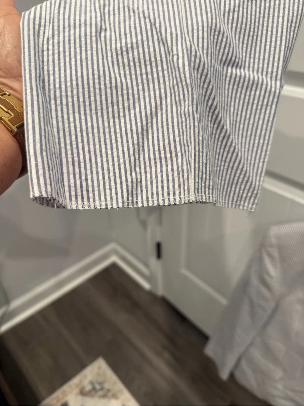 Jos. A. Bank White & Navy Pinstripe Seersucker Blazer